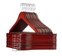 Casafield - 20 perchas de madera de cerezo para trajes - Madera de loto de primera calidad con muescas y gancho giratorio cromado para ropa de ve