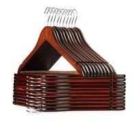 Casafield - 20 perchas de madera de nogal - Madera de loto premium con muescas y gancho giratorio cromado para ropa de vestir, abrigos, chaquetas, pantalones, camisas, faldas