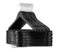 Casafield - 20 perchas de madera negras para trajes - Madera de loto premium con muescas y gancho giratorio cromado para ropa de vestir, abrigos,