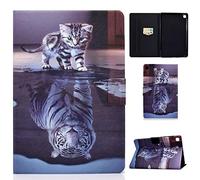 CASAFUNY Funda para Samsung Galaxy Tab S5e 10.5 T720/T725, Case Carcasa con Soporte Función y Bolsillo de Documento,Auto-Sueño/Estela para Samsung Galaxy Tab S5e 2019 10.5", Gato y Tigre