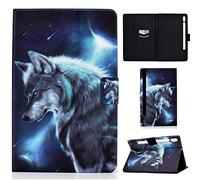 CASAFUNY Funda para Samsung Galaxy Tab S8 2022/Samsung Galaxy Tab S7 2020, Protectora Carcasa Cover con Soporte de S-Pen Auto-Sueño/Estela para Samsung Galaxy Tab S8 2022/S7 2020, Lobo luz de Luna