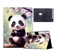 CASAFUNY Funda para Samsung Galaxy Tab S9 FE 10.9 Pollici/Tab S9 11 Pollici 2023, Protectora Carcasa Cover con Soporte de S-Pen Auto-Sueño/Estela para Samsung Galaxy Tab S9 FE/S9 2023, Panda Cerezo