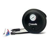 Casals VTI260 - Mini compresor de aire, presión máx.260 psi, alimentación de 12 V, cable de mechero de 3 metros, manguera de aire de 40 cm, boquillas distintos tamaños, fácil almacenaje, negro