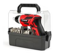 CASALS - Taladro atornillador a batería de 3,6V y 230rpm | Taladro inalámbrico con maletín de 52 puntas | Mini taladro de 1.3Ah con luz led y cargador usb | 3.5h de Autonomía