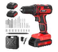 Casals - Taladro Atornillador Electrico 12V | 1400 RPM | 2 Baterías | 1500mAh Batería Larga Duración | 18+1 Posiciones | 9 Brocas + 9 Llaves + 4 Puntas + Eje Flexible + Adaptador Hexagonal + Maletín