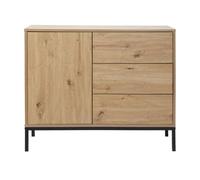 Casâme Cómoda 1 Puerta 3 Cajones Decoración Roble - L90 X H80 Cm