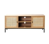 Casâme Mueble De TV 2 Puertas con Rejilla De Ratán Y 2 Baldas - 120 Cm De Largo