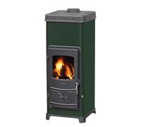 CasaNovae24 PLAMEN Dora 10 N, estufa de leña de hierro fundido, 7,2 kW, Clase energética 120 mm, Verde