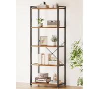 Casaottima Estantería para libros, estantería de 5 niveles, moderna estantería de madera para dormitorio, estante de exhibición industrial para sala de estar, oficina en casa, cocina, organizador de