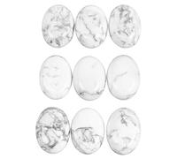 Casaper 10 cuentas ovaladas de cabujón para hacer joyas, cabaña pulida, parte trasera plana, bricolaje, 13x18 mm, Howlita blanca y turquesa
