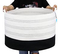 Casaphoria Cesta de cuerda de algodón de 55,9 x 55,9 x 35,6 cm, cesta de almacenamiento para manta de salón, cesta de lavandería suave con asa (paquete de 1)