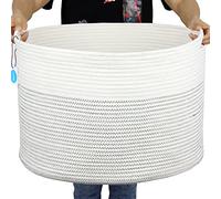 Casaphoria Cesta de cuerda de algodón XXXL de 21.7 x 21.7 x 13.8 pulgadas, cesta tejida para ropa sucia para mantas, cesta de almacenamiento con asa, edredón, cojines, contenedores de almacenamiento,