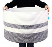 Casaphoria Cesta de lavandería grande - Cesta de almacenamiento grande para manta - 22 x 22 x 14 pulgadas - Cesta tejida de cuerda de algodón - para mantas (paquete de 1)