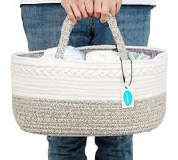 Casaphoria Cesta de pañales de cuerda de algodón, cesta de almacenamiento para pañales para almacenamiento, regalos de ducha (paquete de 1)