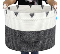 Casaphoria Cesta grande de 22 x 16 pulgadas, canastas tejidas bohemias para almohadas, almacenamiento de cuerda de algodón para toallas, organizador redondo, plegable, cesta tejida decorativa para