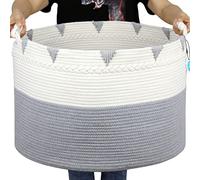 Casaphoria Cesta grande de 22 x 16 pulgadas, cestas tejidas bohemias para almohadas, almacenamiento de cuerda de algodón para toallas, organizador redondo, plegable, decorativo, para sala de estar