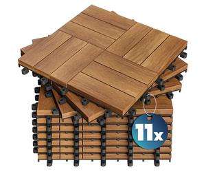 Casaria 11x Baldosas de Madera de Acacia Mosaico 30x30cm 1m² Certificado FSC® Losetas Jardín Terraza Balcón
