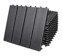 CASARIA ® 11x Baldosas Madera Suelo WPC Losetas Antideslizante Interior Exterior Terraza Balcón Jardín Antracita Clásica 30x30cm 1m²