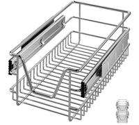 CASARIA® 2x Bandejas de Metal Telescópicas 30cm Cestas de Almacenamiento Extraíbles Carga 20Kg Cocina Cromada