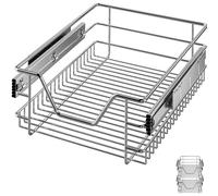 CASARIA 2x Bandejas de Metal Telescópicas 40cm Cestas de Almacenamiento Extraíbles Carga 20Kg Cocina Cromada