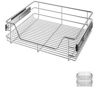 CASARIA 2x Bandejas de Metal Telescópicas 60cm Cestas de Almacenamiento Extraíbles Carga 20Kg Cocina Cromada
