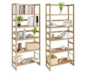 Casaria 2X Estanterías de Madera Öland136x58x27cm Natural 5 Estantes máx. 10Kg c/u Librería Organizador