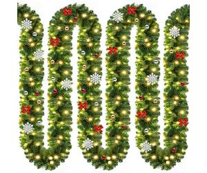 Casaria 2X Guirnaldas de Navidad Abeto de 5m 80LEDs Blanco Cálido Incluye Decoración Navideña Interior Exterior