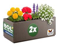 CASARIA 2X Jardinera Ethica 80L Cuadrada 80 x 36 x 35 cm Terracota | 80x36x35cm, Drenaje Integrado, Plástico, Resistente UV, Antihielo, Apilable, Flores, Hierbas Aromáticas, Huerto Urbano, Patio