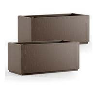 CASARIA® 2X Jardinera Rectangular Exterior 80L 80x36x35cm Macetero Grande Maceta Decoración Flores Resistente Intemperie Jardín Terraza Terracota