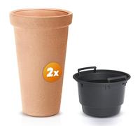 CASARIA® 2X Maceta Exterior XXL 42 L Macetero Grande 63x40cm Recipiente Interior Decoración Jardín Resistente Intemperie Impermeable Terraza Terracota