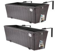 Maceteros ventana set de 2 marrón 60x20x19cm