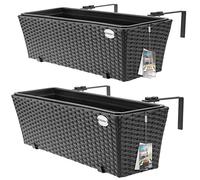 Maceteros ventana set de 2 negro 60x20x19cm