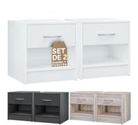 CASARIA 2X Mesitas de Noche con Cajón Blanco | 41x39x28 cm, con Estante, Madera, Resistente, Estable, con Protector Suelo, Mesilla de Noche, Mueble Dormitorio, Set
