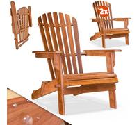 CASARIA 2X Sillas de Jardín Adirondack Madera de Acacia 84x69x94cm Asiento Extra Ancho Tumbona Plegable