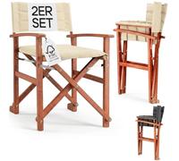 CASARIA 2X Sillas Director Plegables Acolchadas Madera Eucalipto Cert. FSC