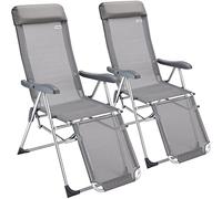 CASARIA® 2X Sillas Gravedad Cero Plegables Reclinables 7 Posiciones Montadas de Aluminio Camping Jardín Playa Gris