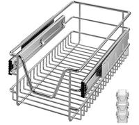 CASARIA® 3x Bandejas de Metal Telescópicas 30cm Cestas de Almacenamiento Extraíble Carga 20Kg Cocina Cromada