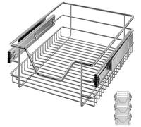 CASARIA® 3x Bandejas de Metal Telescópicas 40cm Cestas de Almacenamiento Extraíble Carga 20Kg Cocina Cromada