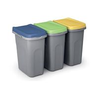 CASARIA® 3x Cubos de Basura Cocina Reciclaje 39x24cm 25L x Papelera Oficina Baño Separación Residuos