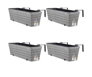 CASARIA® 4X Maceteros de Balcón Gris 60x20x19 11L Jardinera Soporte Maceta de Plástico Colgante Terraza
