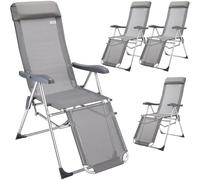 Casaria 4X Sillas Gravedad Cero Plegables Reclinables 7 Posiciones Montadas de Aluminio Camping Jardín Playa Gris