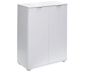 CASARIA Amario de Oficina Cómoda Alba 2 Puertas 2 Estantes 71x101x35cm cm Mueble Almacenamiento Aparador Blanco