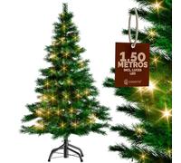 CASARIA® Árbol de Navidad Artificial, 150cm, 100 Luces LED, Ramas Frondosas, Soporte Metálico, Arboles Navidad, Decoración Navideña, Arvore Natal com Luzes