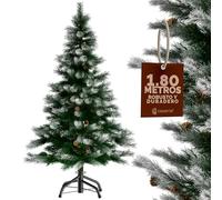 CASARIA® Árbol de Navidad Artificial 180cm Ramas Efecto Nieve Piñas con Soporte 705 Puntas Pino Decoración
