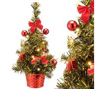 Árbol de Navidad de Mesa 36cm con LEDs y adornos rojos