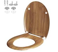 Casaria Asiento de Inodoro Bambú 45x37x4cm Duroplast 200kg Antibacteriano Tapa de Baño Toilette WC