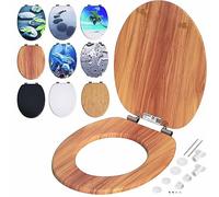 CASARIA® Asiento Inodoro, Tapa WC, Madera MDF, Tapas WC Universal Water, Tapadera Cierre Suave Doble Automático, 175Kg, Antibacteriano, Accesorios Baño, Madera