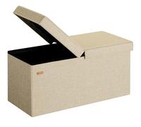 CASARIA® Banco Almacenaje Baúl Capacidad 100L Carga hasta 300kg Resistente 80x40x40cm Puff Otomana Plegable Tapizado Acolchado Salón Dormitorio Entrada Beige