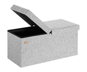 Casaria® Banco Almacenaje Baúl Capacidad 100L Carga hasta 300kg Resistente 80x40x40cm Puff Otomana Plegable Tapizado Acolchado Salón Dormitorio Entrada Gris