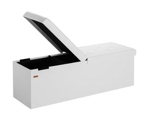 Casaria® Banco Almacenaje Baúl Capacidad 130L Carga hasta 300kg Resistente 115x40x40cm Puff Otomana Plegable Tapizado Acolchado Salón Dormitorio Entrada Blanco